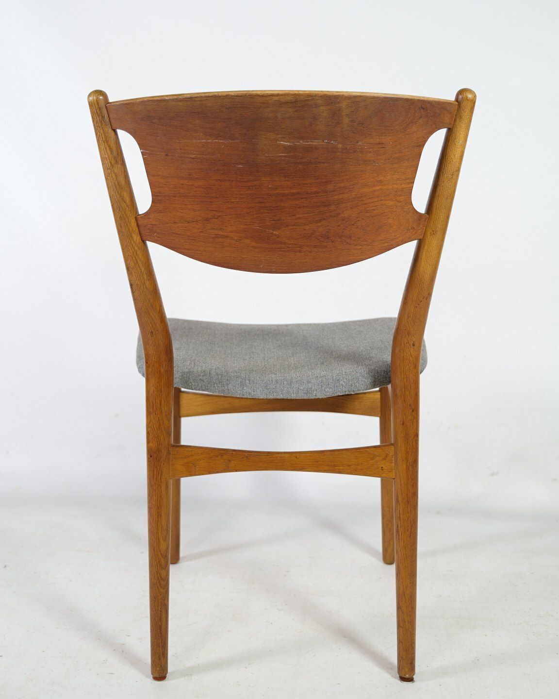 Set Of Six, "Model 42a" Designed By Helge Sibast, Oak & Teak, Gray Cushion, 1953 Great Condition photo vintage