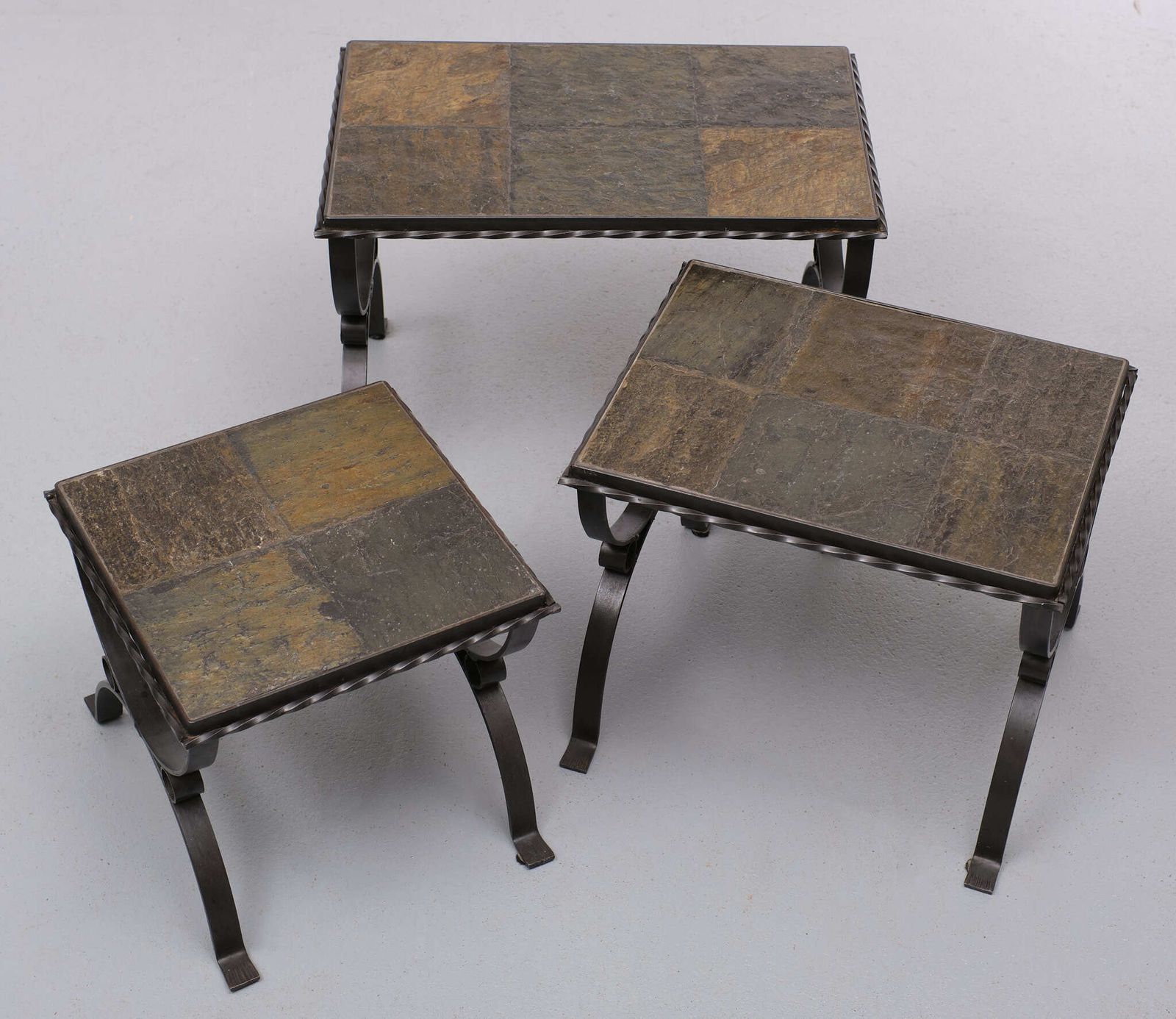 Slate Stone Brutalist Nesting Tables, 1970s, France photo furniture