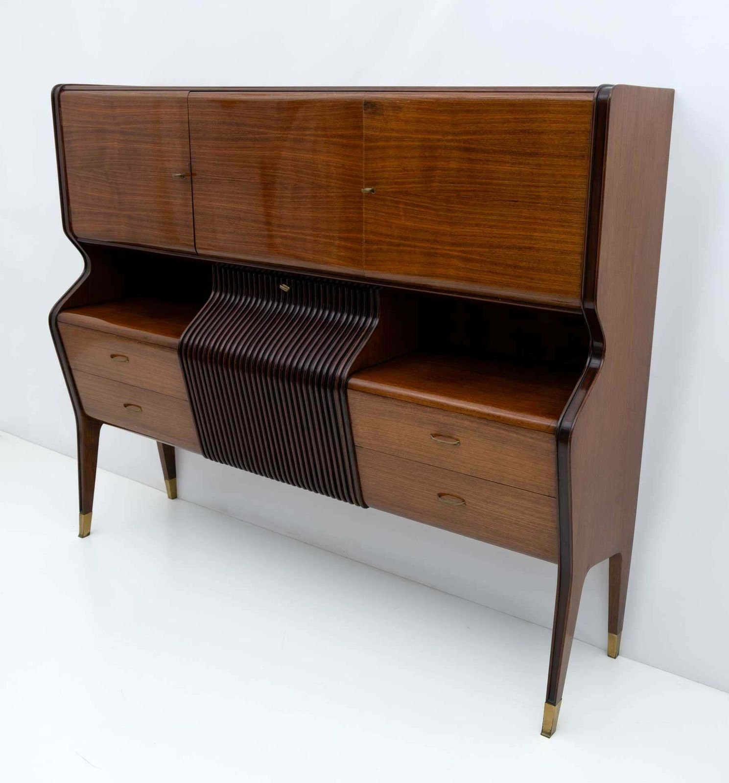 Osvaldo Borsani Mid Century Modern Italian Sideboard With Bar Cabinet, 1950s photo for sale