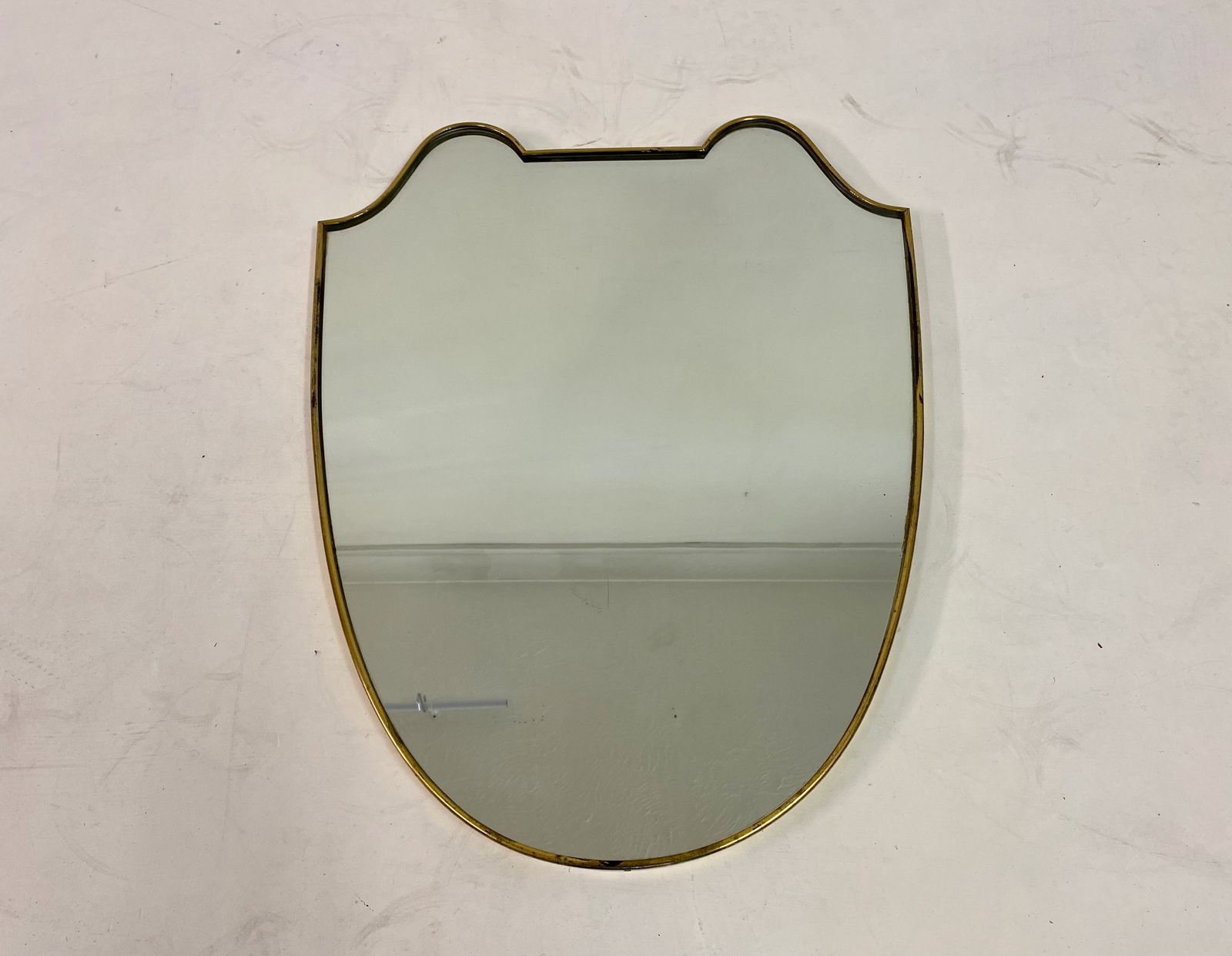 1950s Italian Brass Shield Shaped Mirror photo furniture