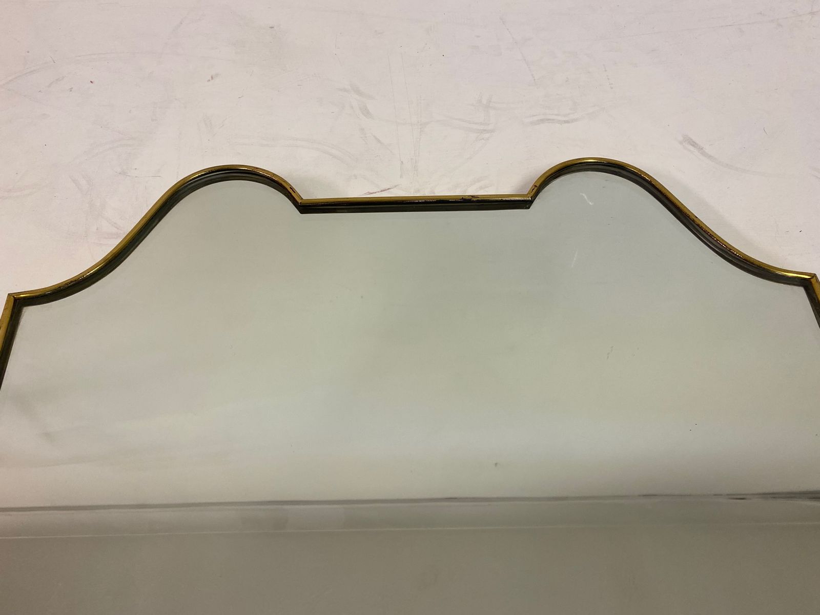 1950s Italian Brass Shield Shaped Mirror photo for sale