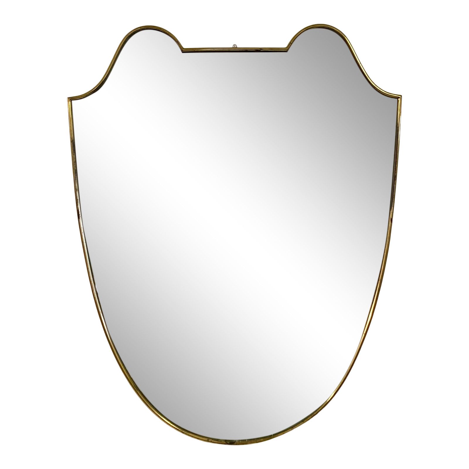 1950s Italian Brass Shield Shaped Mirror photo Home Decor