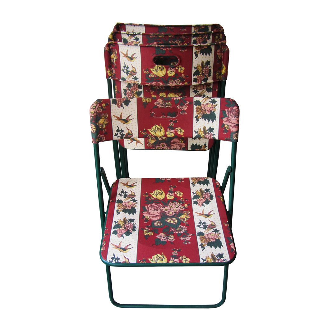 "Country Heirloom" Restyled Folding Chairs By Habitat Improver With Fabric Découpage photo for sale