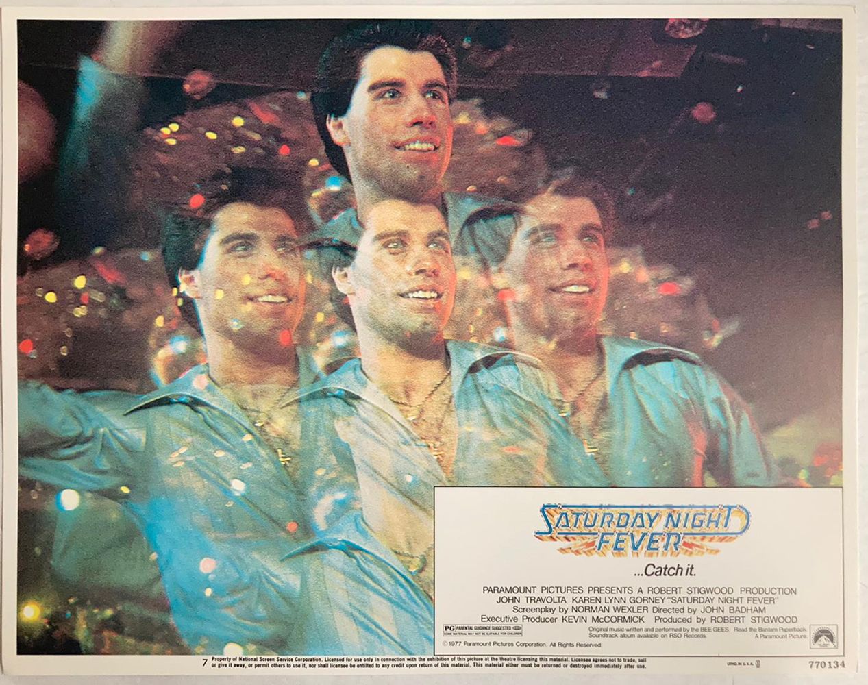 Saturday Night Fever 1977 Vintage Lobby Card 3 Framed In White photo furniture