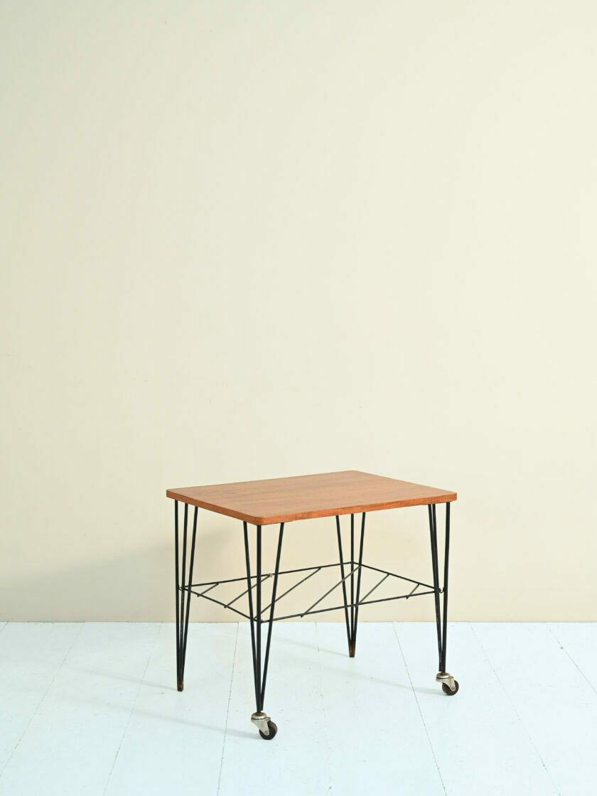 Vintage Scandinavian Side Table With Metal Structure photo furniture