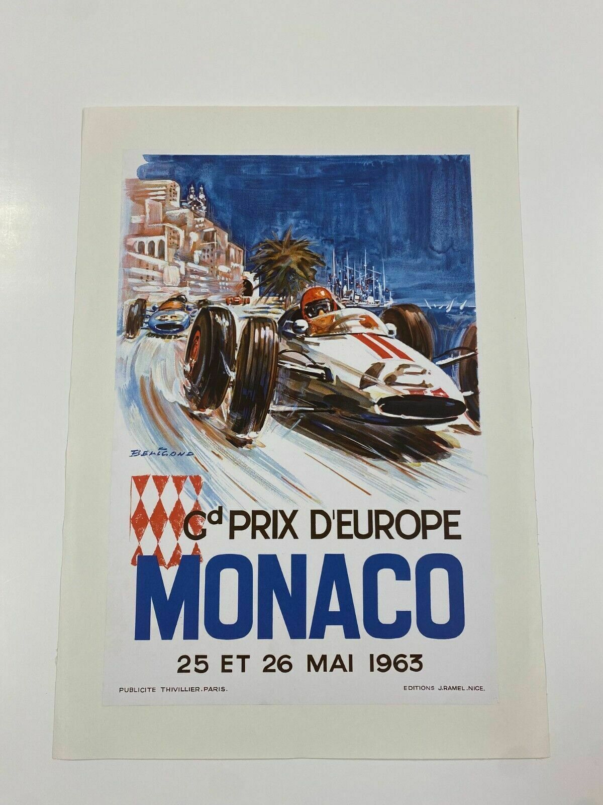Michel Beligond, 1963   Monaco 63   Advertising Offset Poster Linen Backed photo furniture