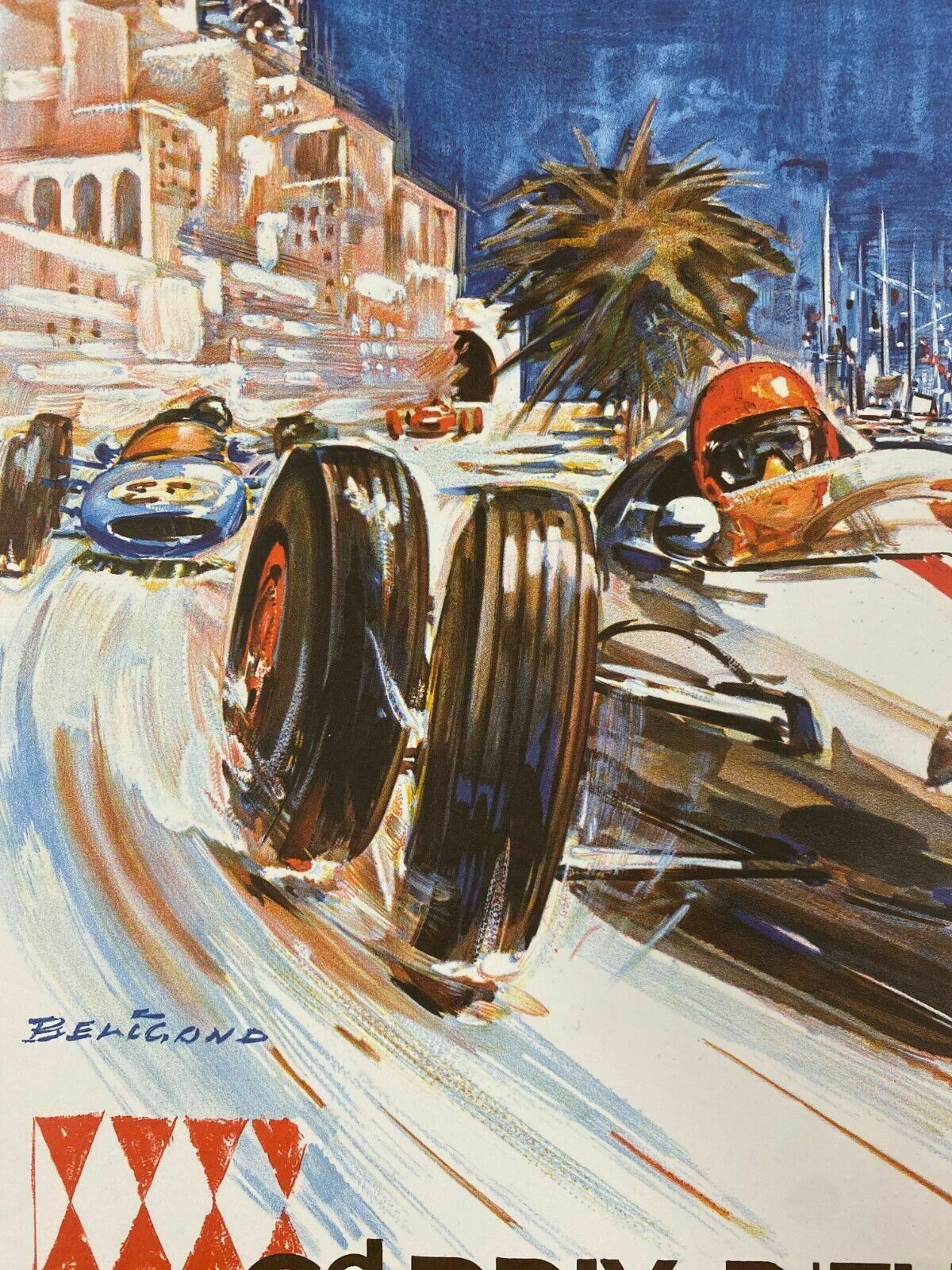 Michel Beligond, 1963   Monaco 63   Advertising Offset Poster Linen Backed photo Art