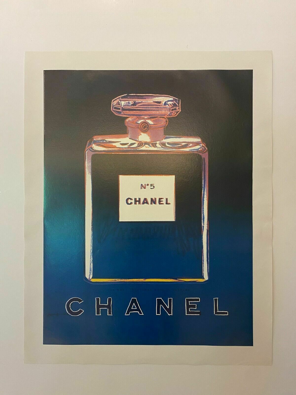 Andy Warhol, 1997   Chanel N. 5   Blue   Original Vintage Poster Linen Backed photo furniture