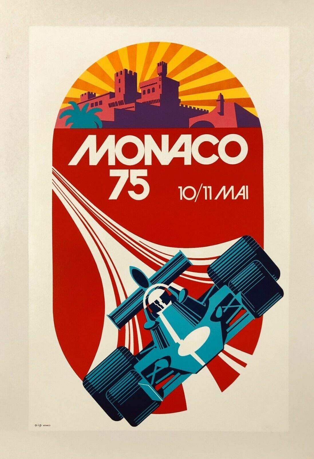 Monaco 1975   Michael Turner, 1975   Original Vintage Poster Linen Backed photo for sale