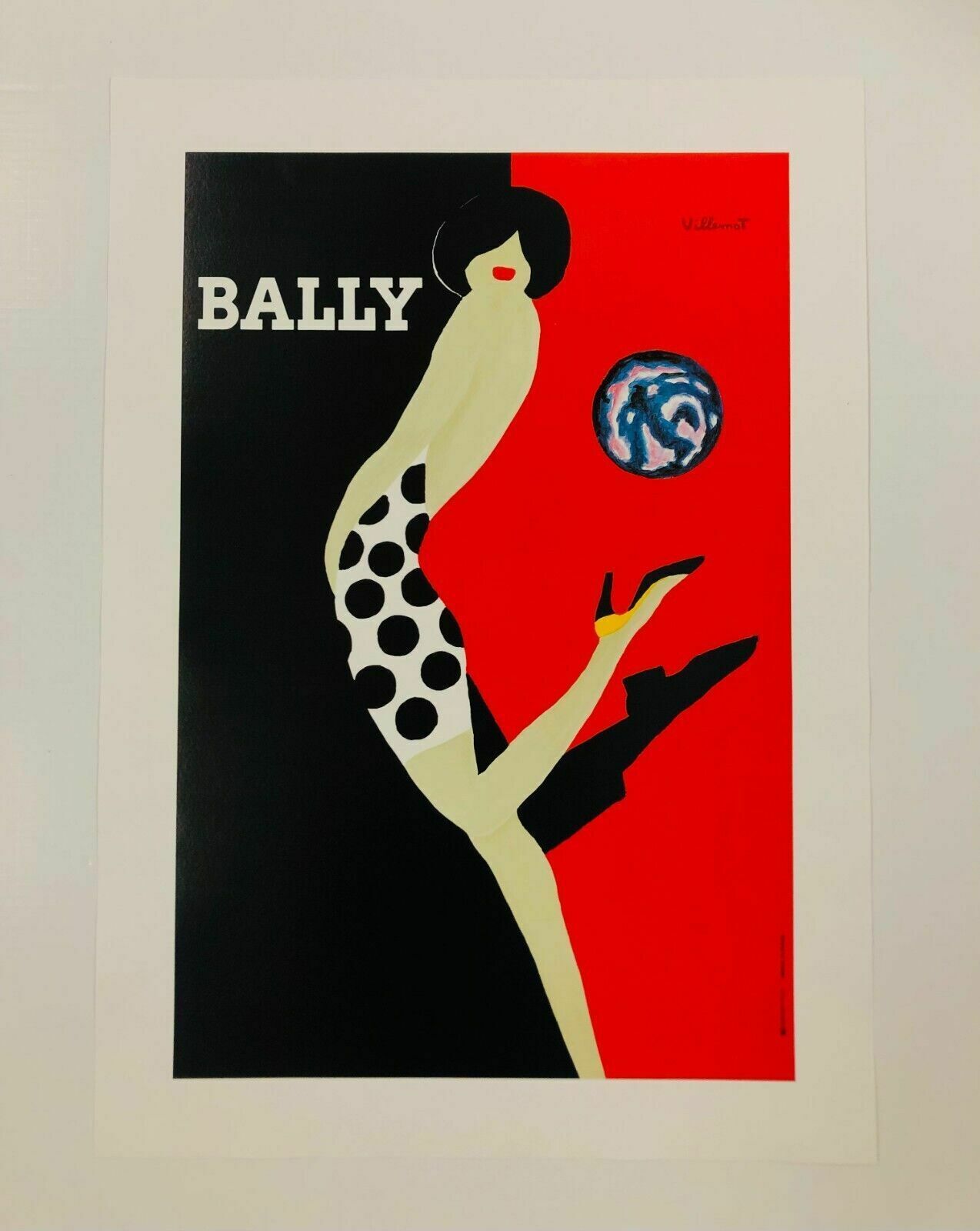 Bernard Villemot, C.A. 1980s   Bally Femme Au Ballon   Original Vintage Poster Linen Backed On Canvas Cm 60 X 40 photo for sale