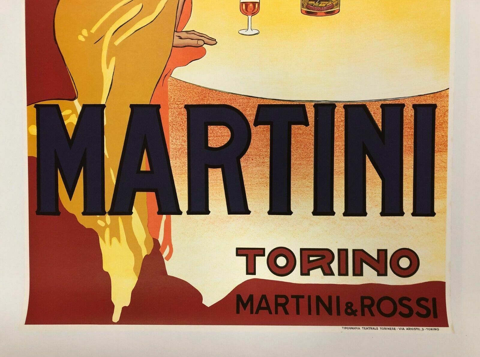 photo for sale Marcello Dudovich, Ca 70s   Martini & Rossi Original Vintage Affiche Linen Backed On Canvas