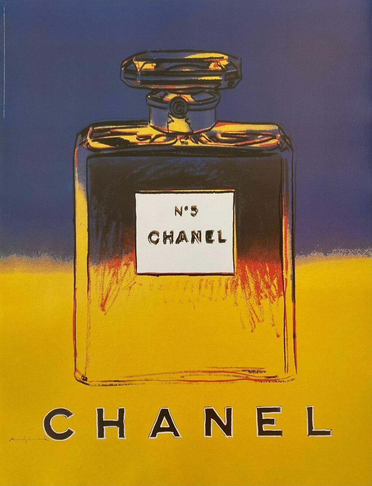 Andy Warhol, 1997   Chanel N.5 Yellow   Original Vintage Poster Linen Backed photo furniture