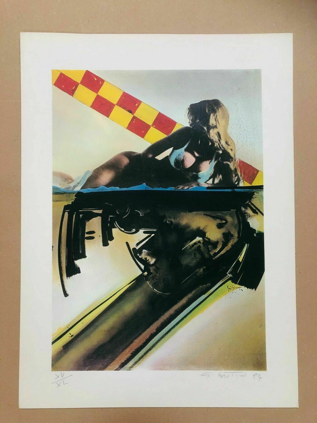 Gianni Bertini, 1984   Composition   Screen Printing On Cardboard photo furniture