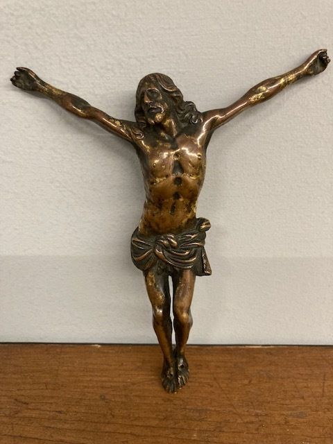 Ancient Christ Sculpture In Bronze From The 17th Century
