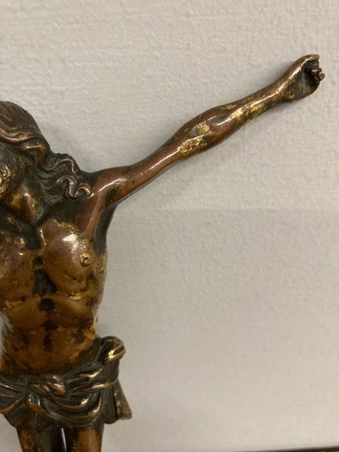 Ancient Christ Sculpture In Bronze From The 17th Century photo for sale