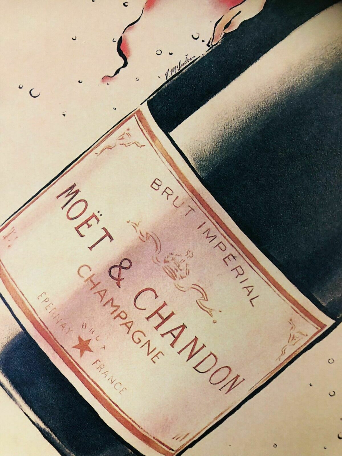 Vince Mcindoe, 80s   Moët & Chandon   Original Offset Poster Cm 61 X 46 photo Art