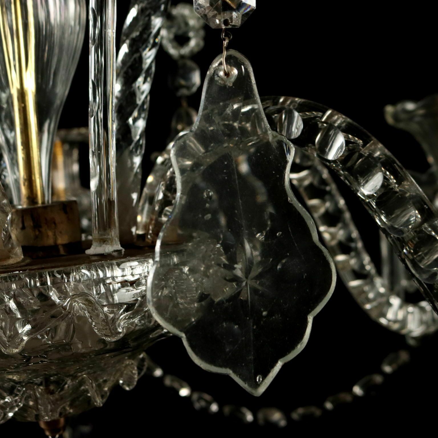4163.8 Ancient Chandelier In Glass With 6 Lights From The XIX Century photo