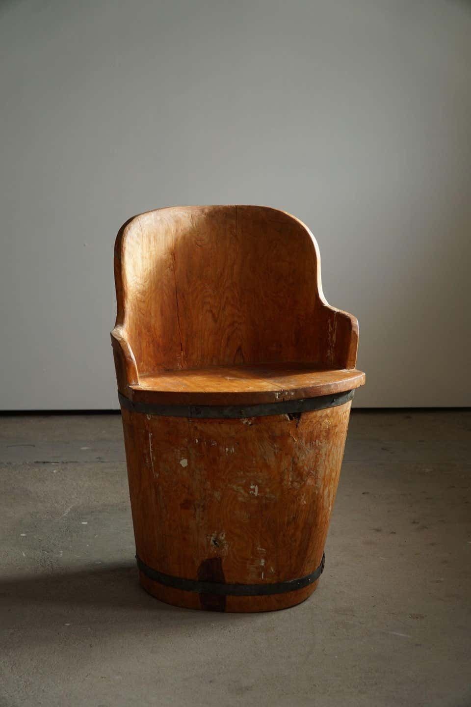 Mid 20th Century Wabi Sabi Stump Chair In Pine, By A Swedish Cabinetmaker, 1950s photo Furniture