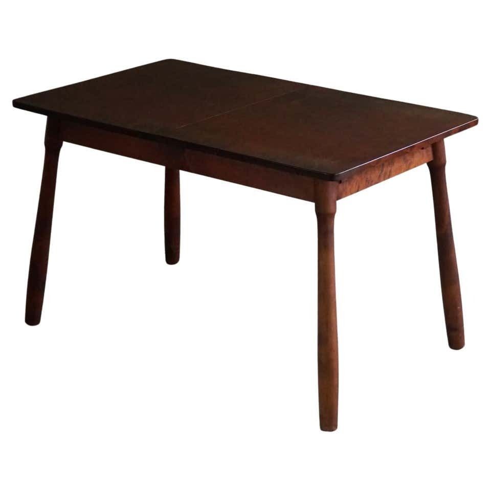 Scandinavian Modern, Table In Beech With Club Legs, Arnold Madsen, Made In 1940s