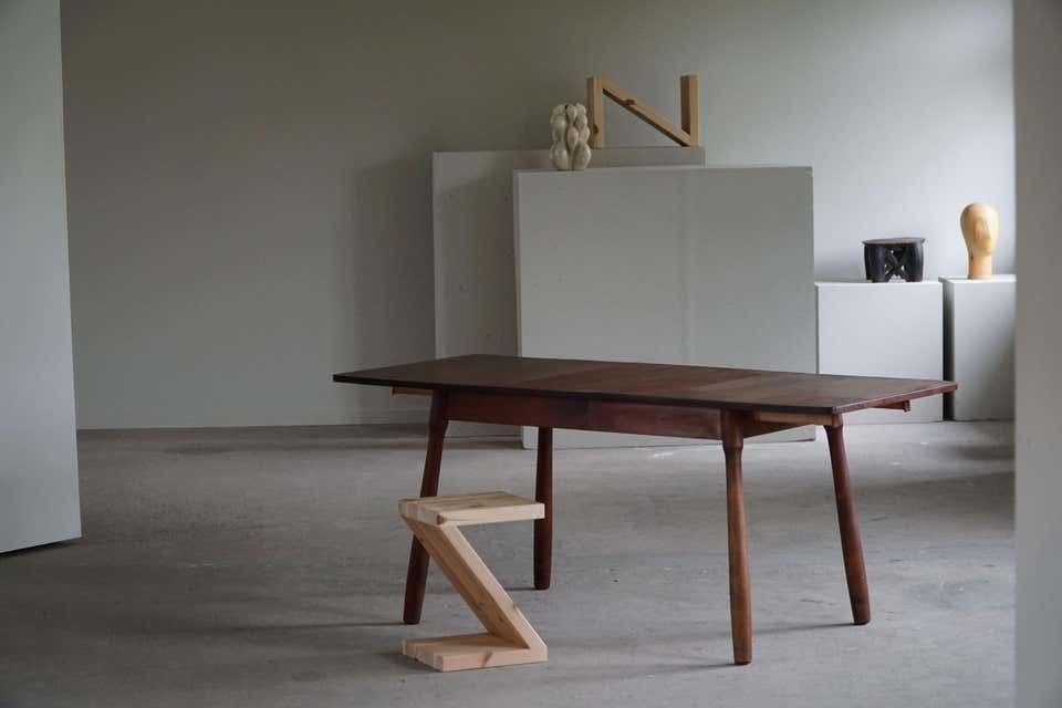 Scandinavian Modern, Table In Beech With Club Legs, Arnold Madsen, Made In 1940s photo furniture
