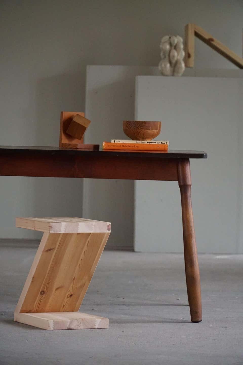 Furniture Scandinavian Modern, Table In Beech With Club Legs, Arnold Madsen, Made In 1940s photo