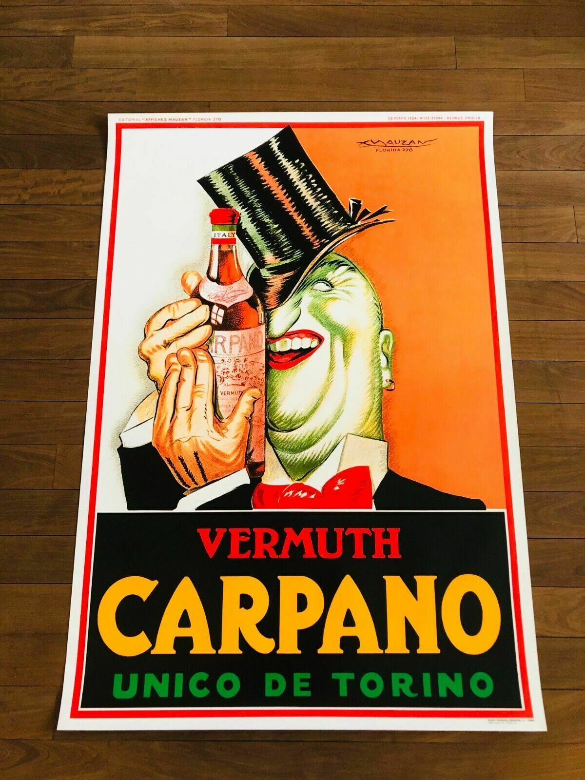 Achille Luciano Mauzan 1972  Vermouth Carpano Original Vintage Poster Printed In Offset Lithography photo furniture