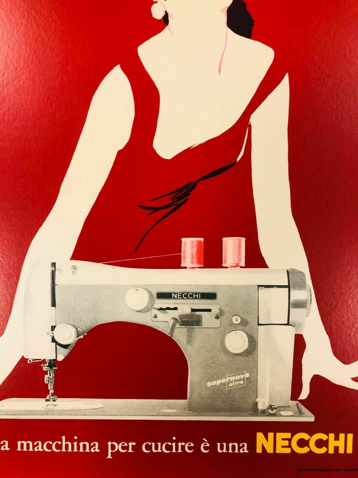 photo furniture Jeanne Grignani, 80s   Necchi (Red)   Original Affiche Linen Backed On Canvas