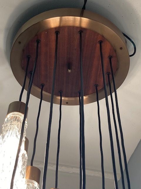 Modern Design Pendant Lamp From The 70s With 12 Murano Glass Glasses. photo 780.0