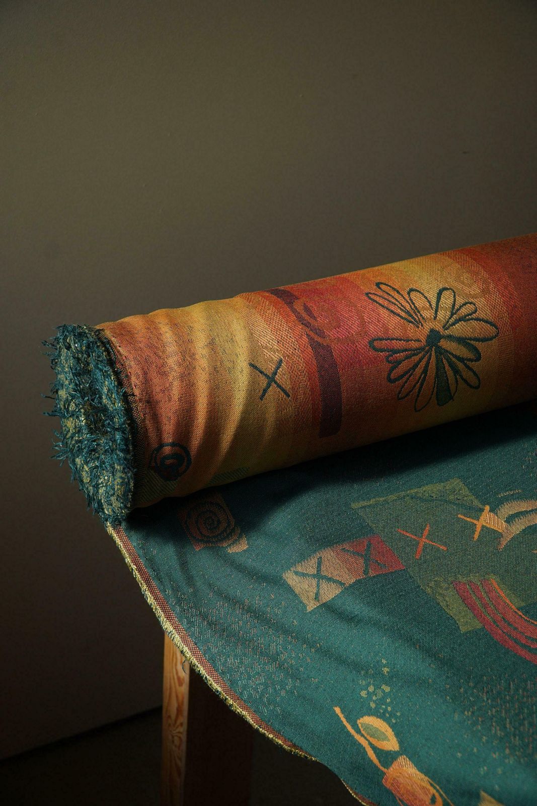 Vintage Gobelin Upholstery Fabric In Various Green & Orange Colours, Late 20th C photo Textiles