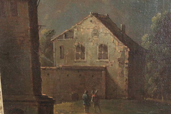 photo furniture Important Flemish Oil Painting On Canvas From The 1750s !! With Storm And Fire.