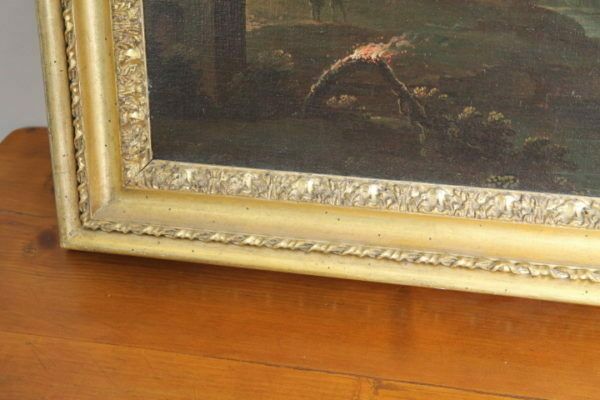 photo vintage Important Flemish Oil Painting On Canvas From The 1750s !! With Storm And Fire.