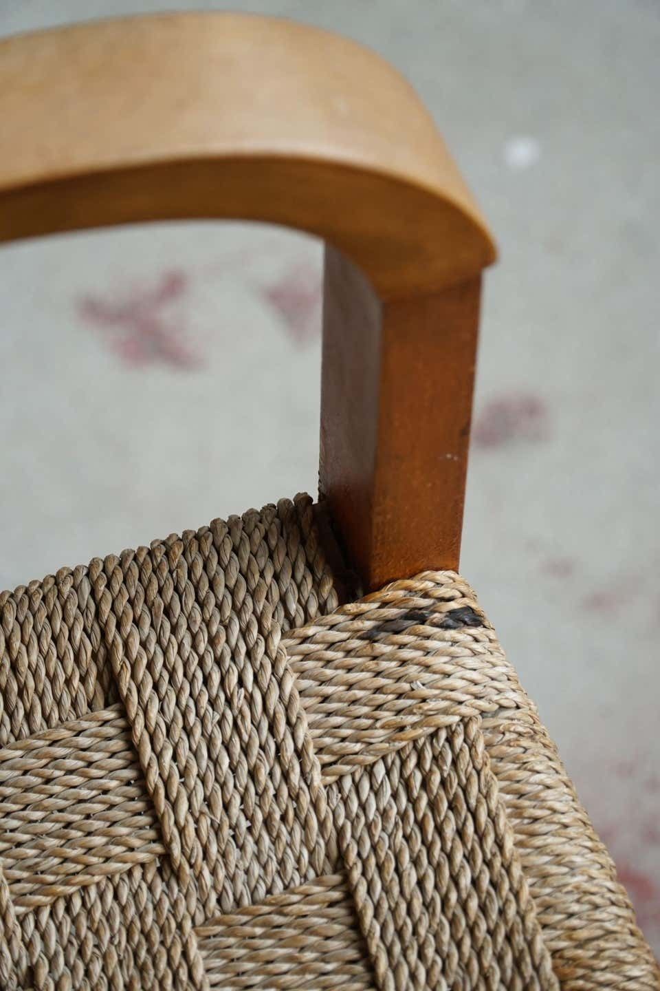 photo for sale Danish Modern Lounge Chair In Beech And Papercord, In Style Of Frits Schlegel
