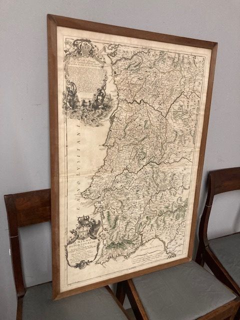 Old Engraved Map Of The Kingdom Of Portugal January 1, 1692 Meas photo furniture
