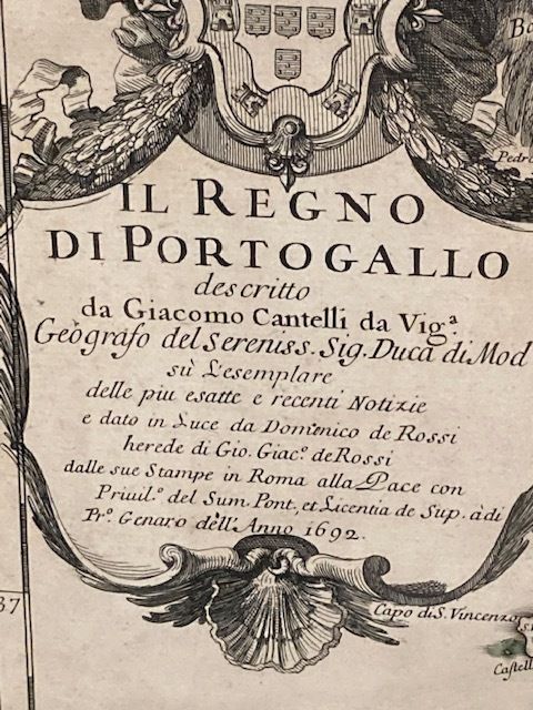 photo furniture Old Engraved Map Of The Kingdom Of Portugal January 1, 1692 Meas