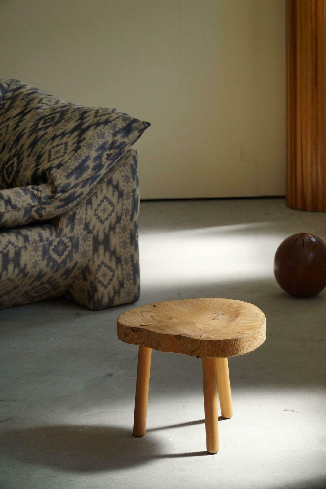 Tripod Stool In Solid Pine Wood, By Swedish Cabinetmaker, Mid Century, Ca 1960s photo vinterior