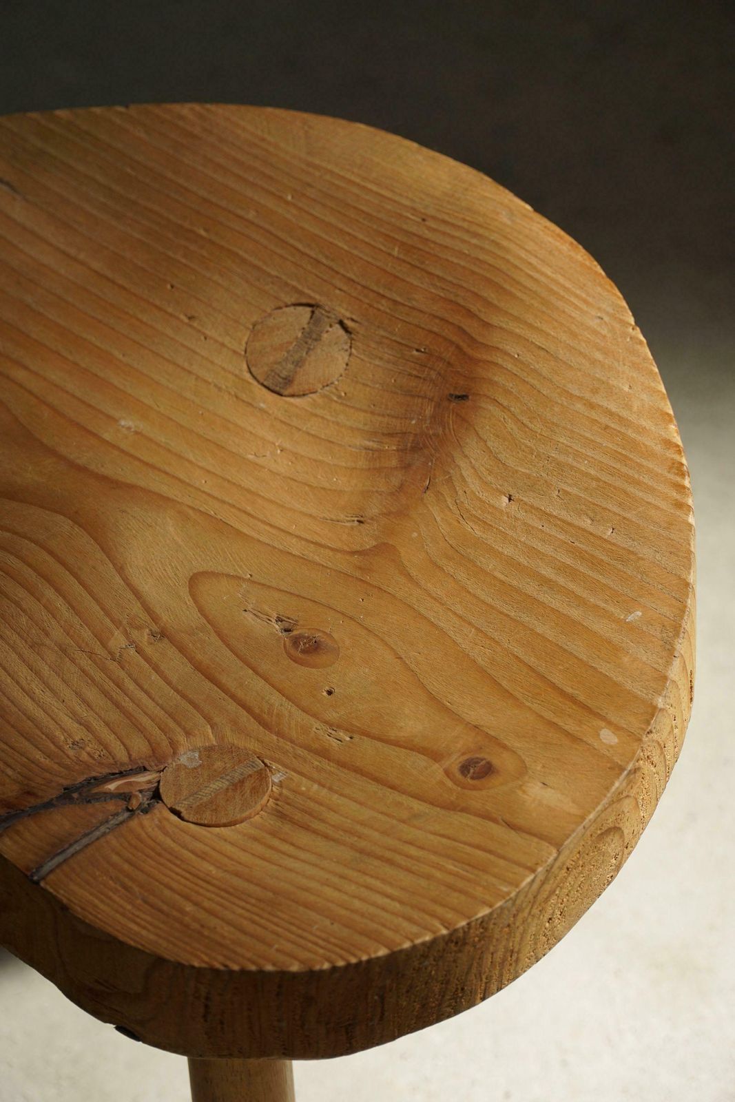 Tripod Stool In Solid Pine Wood, By Swedish Cabinetmaker, Mid Century, Ca 1960s photo vintage