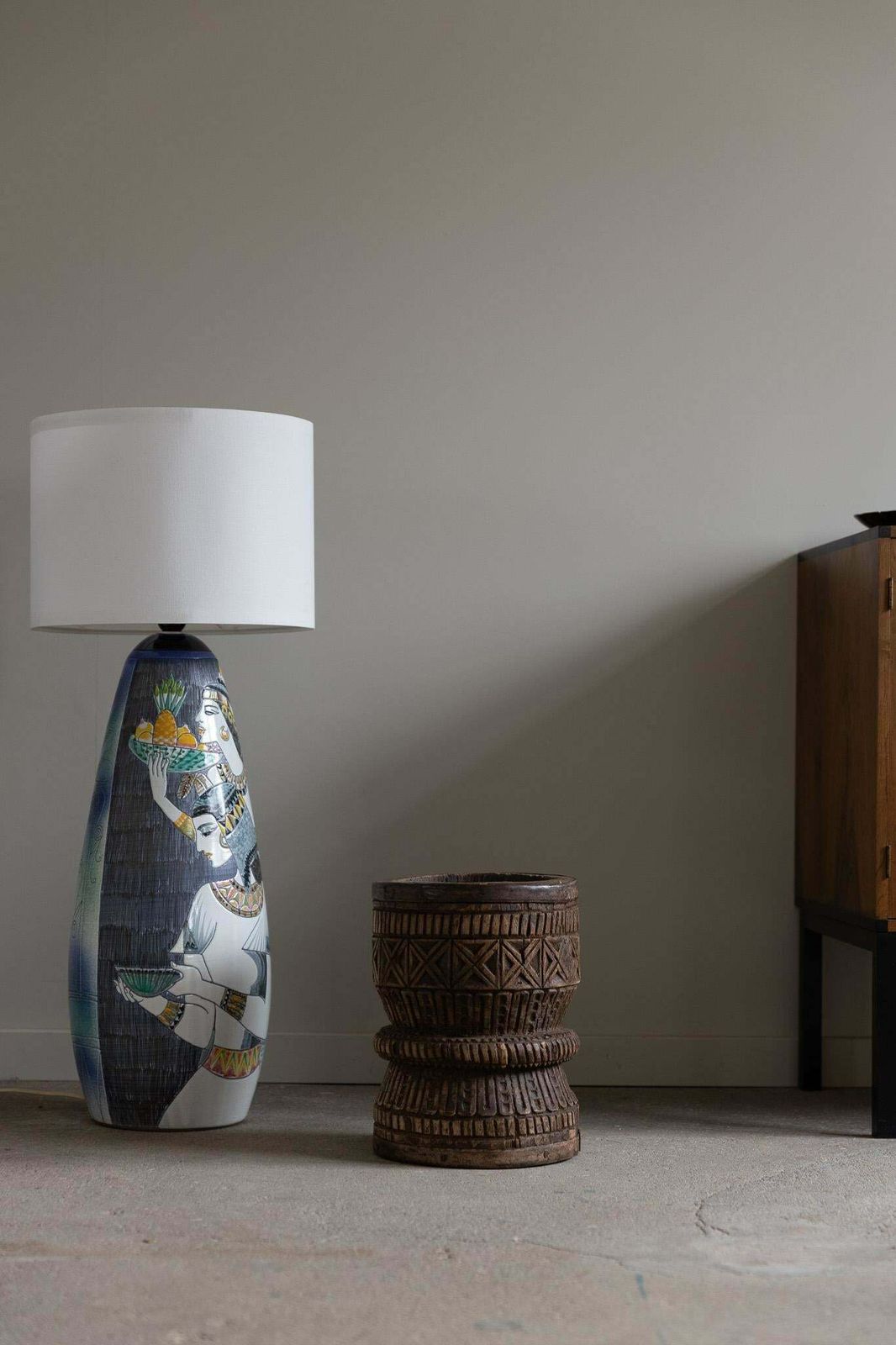 photo furniture Marian Zawadzki "Oryx" Unique Floor Lamp, Tilgmans Ceramics, Sweden, Dated 1963
