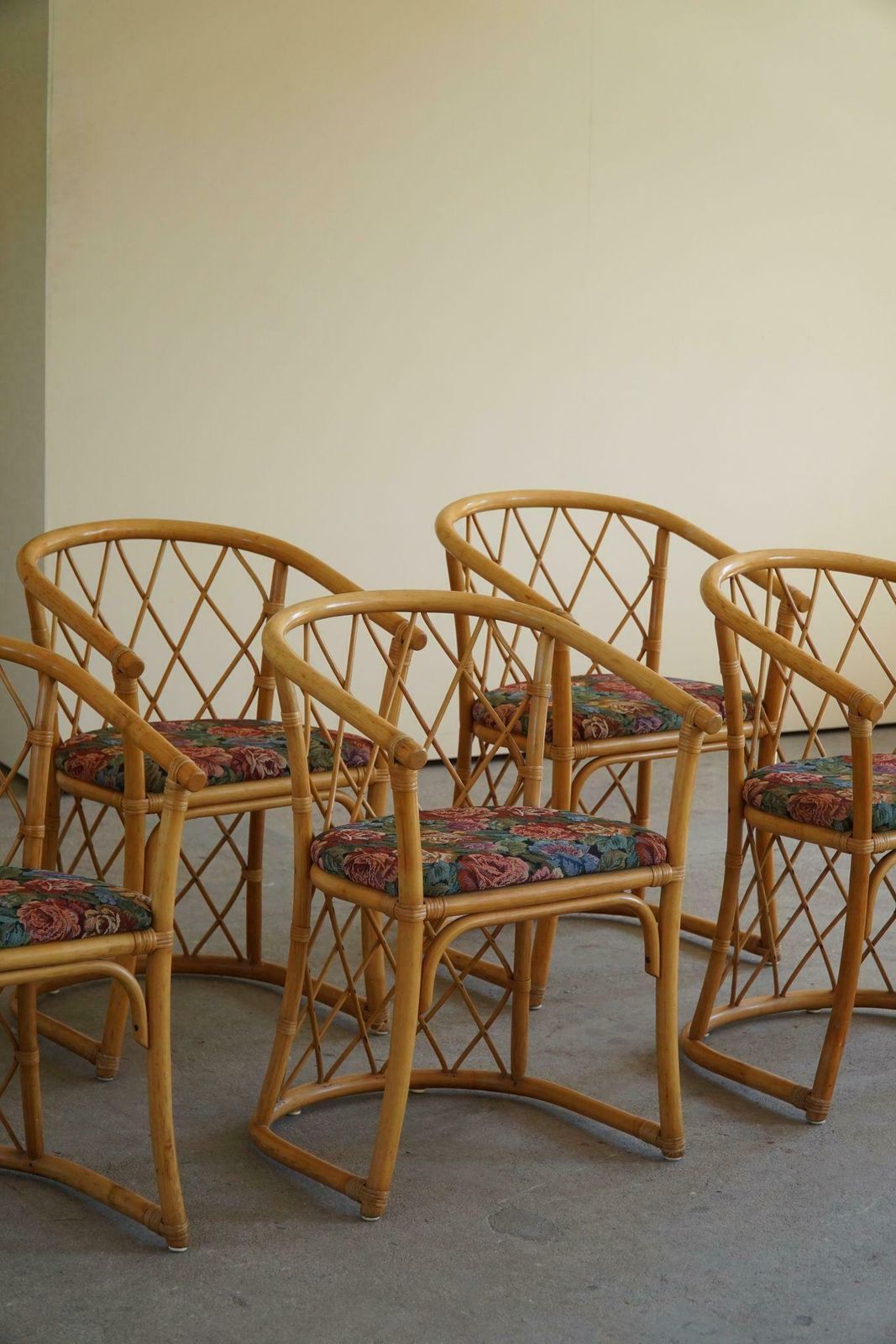 photo furniture Set Of 6 Sculptural Vintage Bamboo Dining Chairs, Danish Modern, Made In 1960s