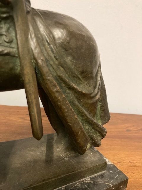 Home Decor Ancient Bronze Of A Knight On Horseback From The Early 1900s, Italian School. photo