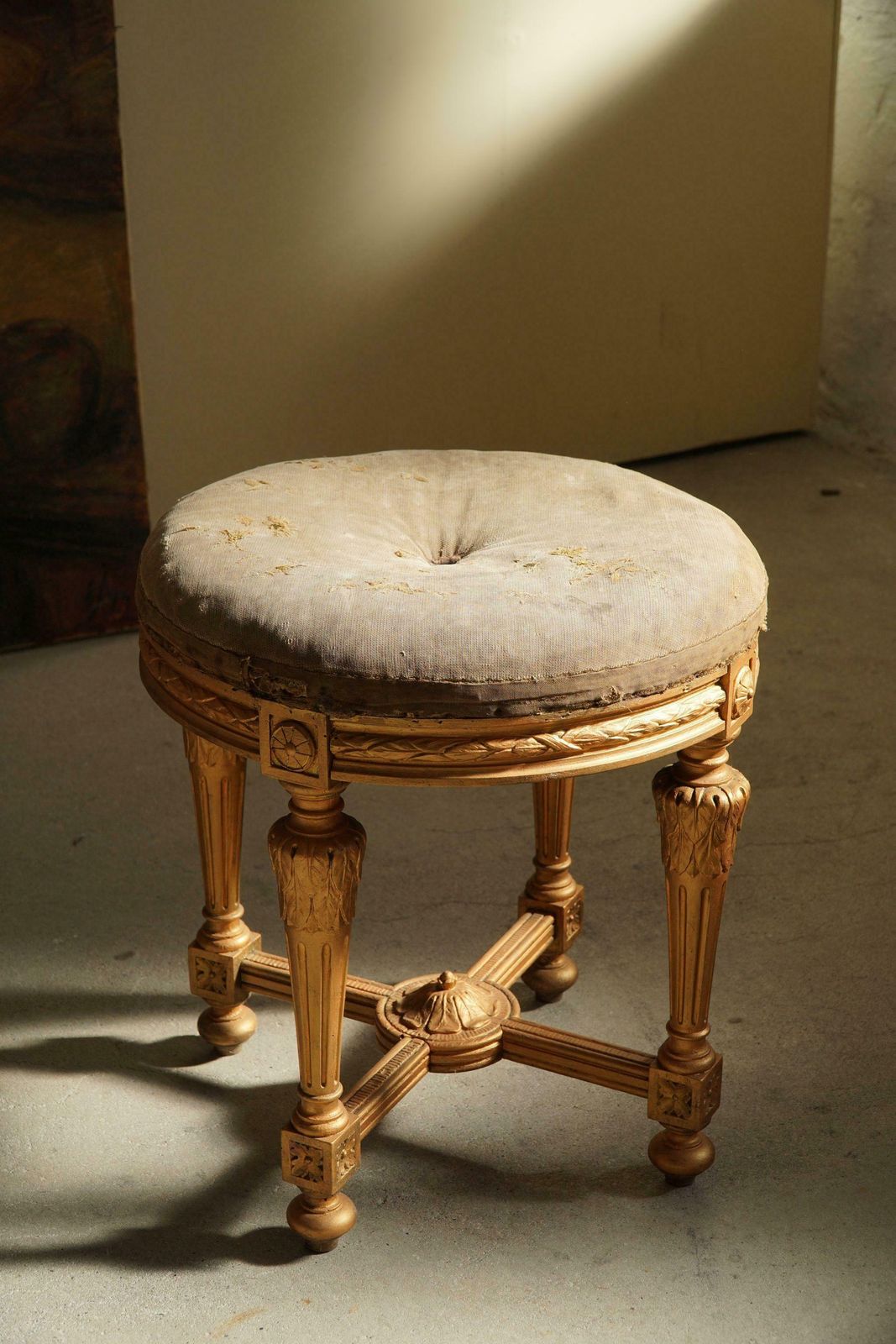 Gustavian Antique, Round Stool, Swedish Cabinetmaker, Late 18th Century photo for sale