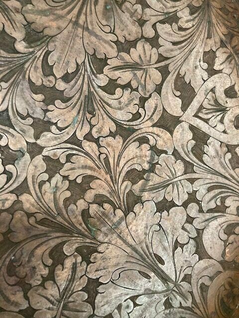 Antique Copper Centerpiece With Floral Embossing. Italy 19th Century photo buy
