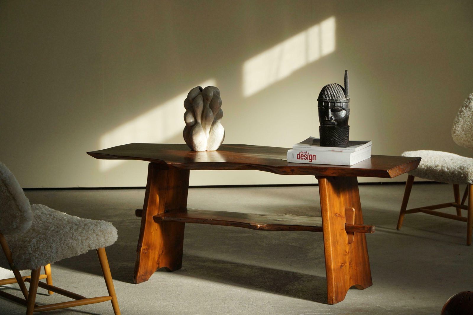 Mid Century Organic Wooden Scandinavian Wabi Sabi Coffee Table, Made In 1960s photo vintage