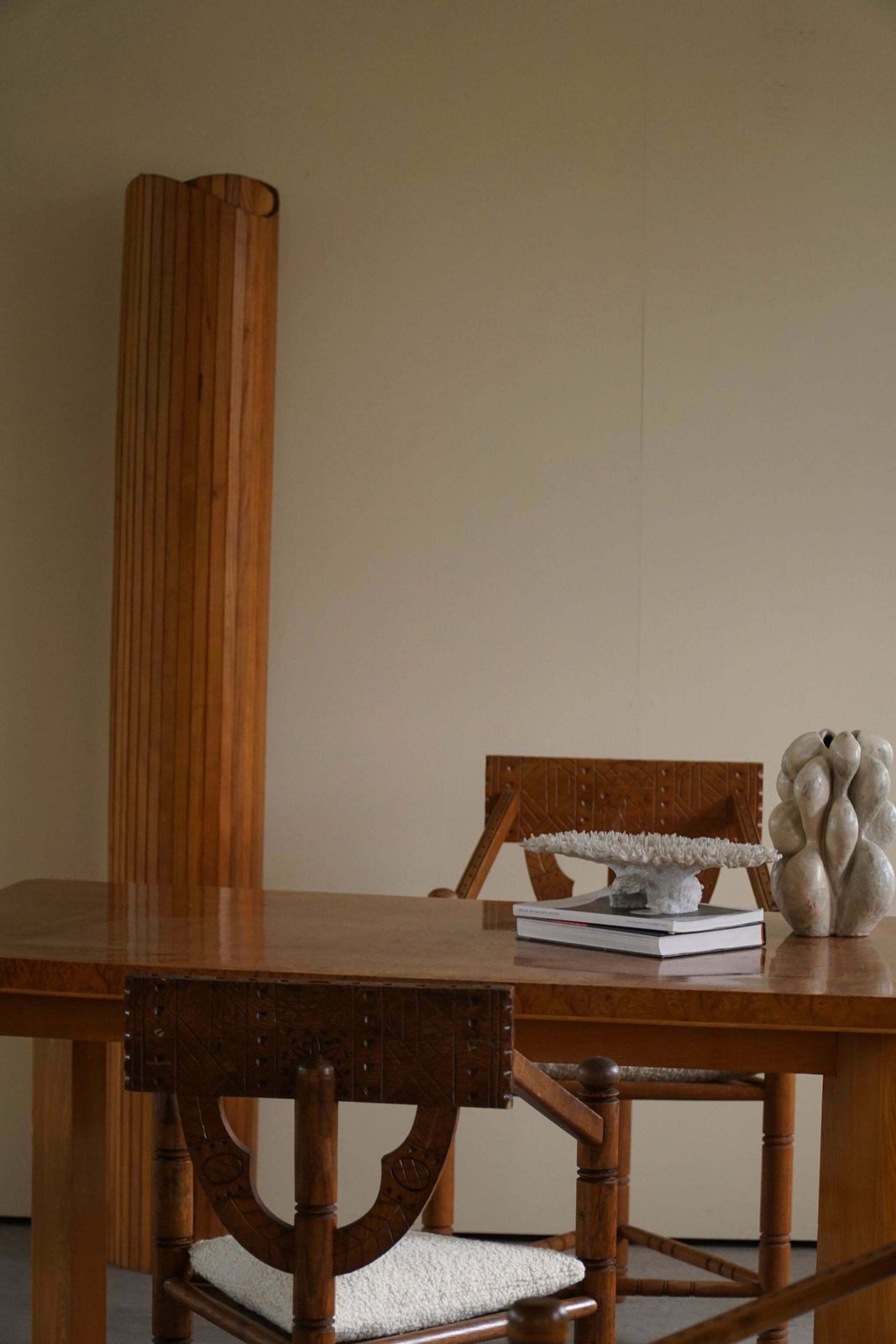 photo vinterior Set Of 6 Swedish Monk Chairs With Bouclé Seats, Wabi Sabi, Early 20th Century