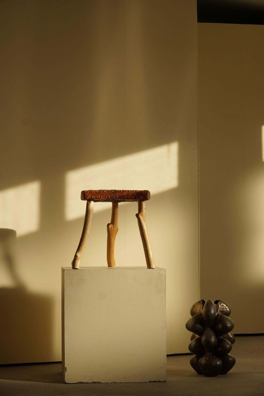Danish Modern  Organic Wooden Hand Crafted Wabi Sabi Tripod Stool 1960s photo 447.0