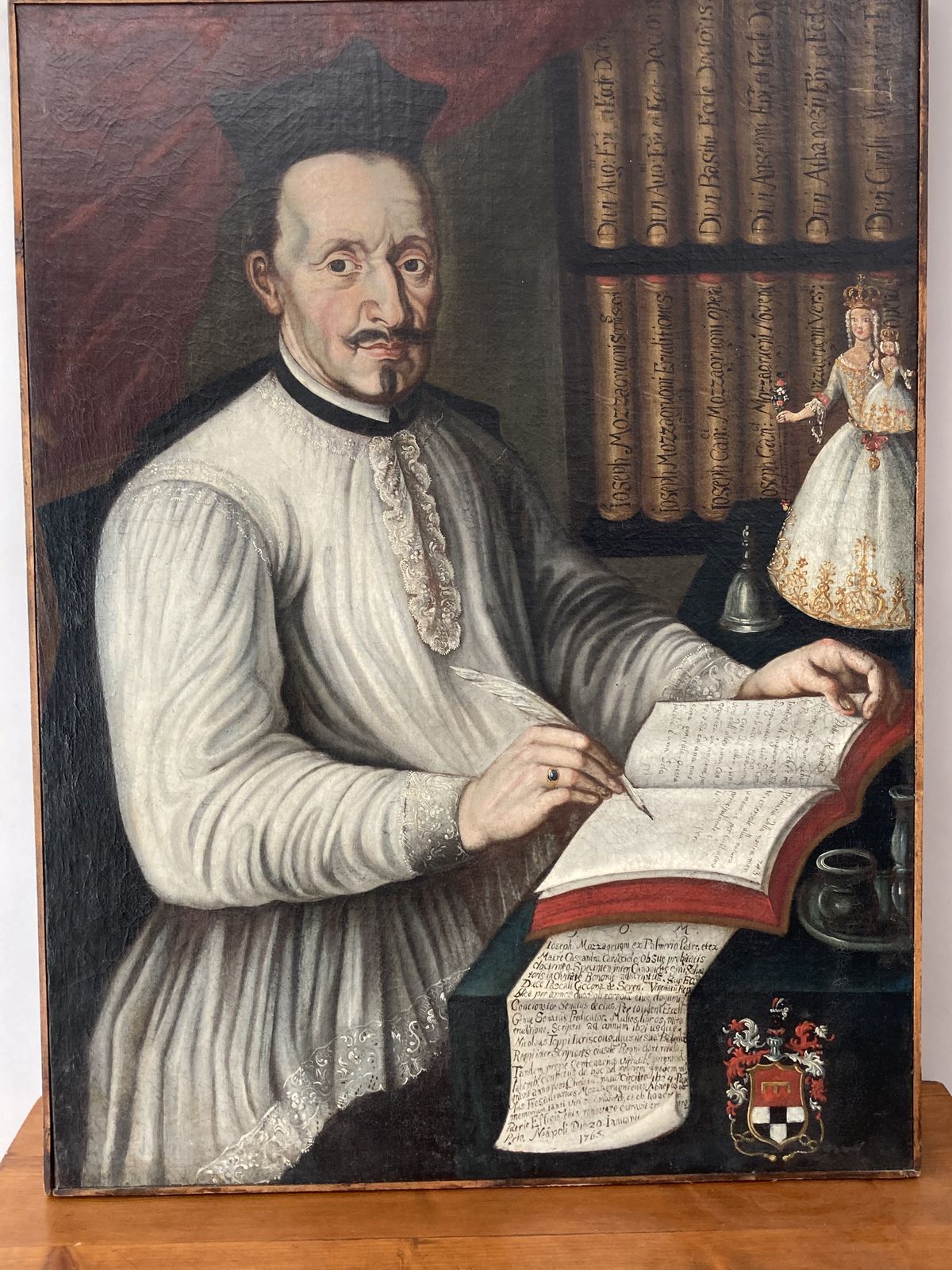 Ancient Oil Painting On Canvas Neapolitan School Mazzagrugno 1765 photo vintage