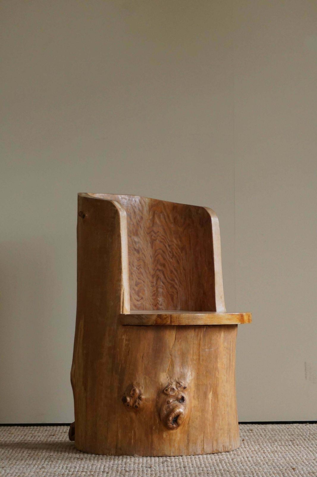 Mid Century Sculptural Brutalist Swedish Stump Chair In Solid Pine photo buy