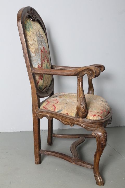 Ancient Genoa Armchair Louis XIV End Of 600. Italy Solid Walnut. photo 1222.0