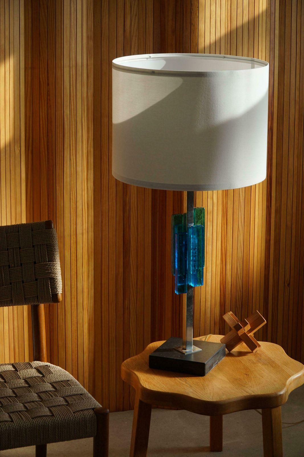 Svend Aage Holm Sørensen Table Lamp, Metal & Glass, Danish Modern Design, 1960s photo for sale