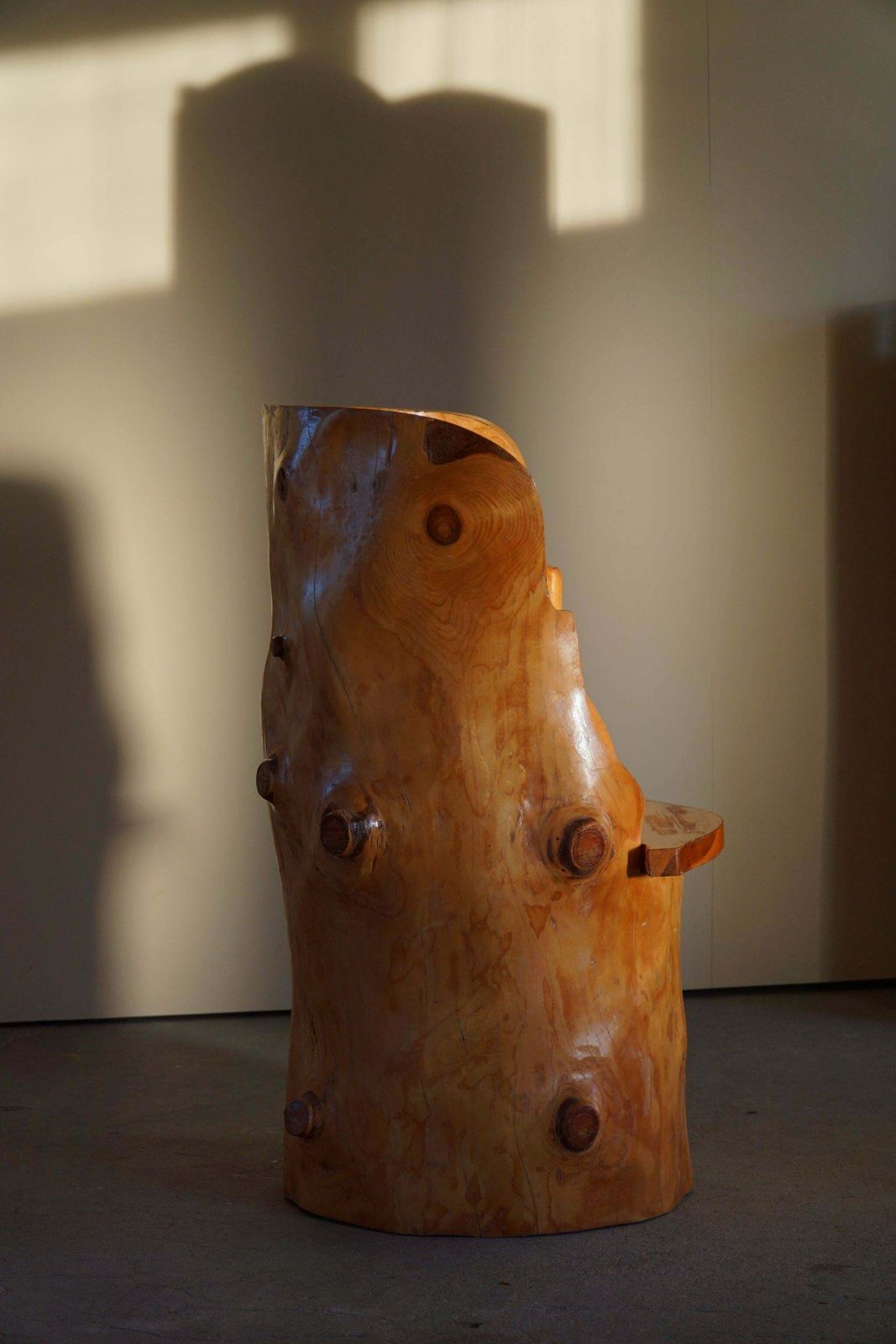 2409.0 Sculptural Carved Wabi Sabi Brutalist Stump Chair In Solid Pine, Swedish, 1960s photo
