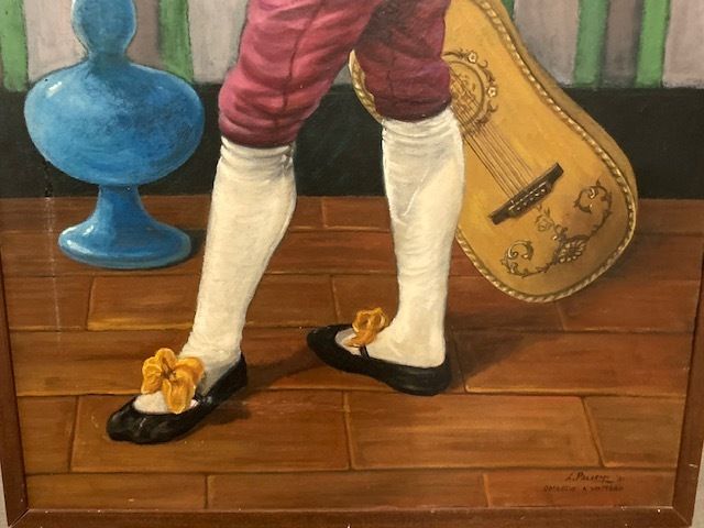 Oil Painting On Canvas "Homage To Watteau" Child In Costume. L. Palermo 1981 photo 452.4